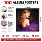 Product details for 100 four-inch square album cover posters, including finish, packaging and print features