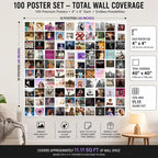 Wall coverage guide showing 100 four-inch square posters arranged in a 40-by-40-inch grid