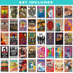 100 vintage rock concert posters featuring legendary artists and bands including John Lennon, Tom Petty, Van Halen, Guns N' Roses, AC/DC, Queen, Elvis Presley, Led Zeppelin, Jimi Hendrix, Blondie, Lynyrd Skynyrd, ABBA, Eric Clapton, Bob Dylan, and The Grateful Dead for retro music wall decor.