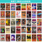 100 vintage concert poster collection featuring iconic rock bands and legendary artists including David Bowie, Jimi Hendrix, The Beatles, Guns N' Roses, ABBA, Jethro Tull, Aerosmith, Heart, Woodstock, and Traffic for retro music wall decor.