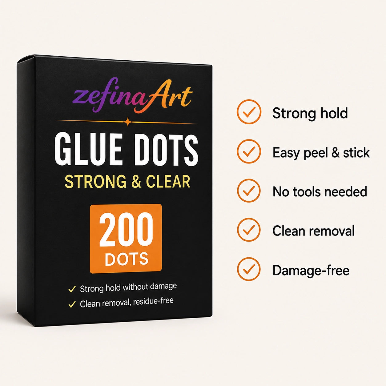 200 Clear Glue Dots – Removable Adhesive Dots for Posters & Wall Decor
