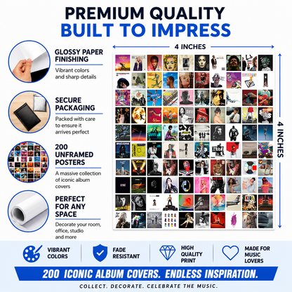 200 Unique Album Covers Square Printed Photos Album Cover Collage Kit