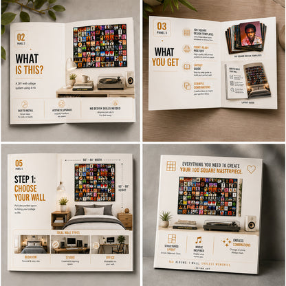 COMPLETE PACKAGE – 100 Iconic Album Posters + 200 Glue Dots + Layout Guide + Free Shipping