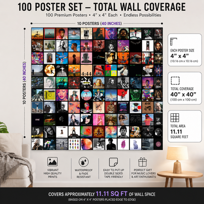 100 Unique Album Covers Square Printed Photos Album Cover Collage Kit