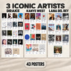 The Ultimate Music Icons Bundle – 43 Drake, Kanye West &amp; Lana Del Rey Album Cover Posters