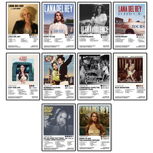 Lana Del Rey 10 Album Cover Posters | 8" x 12" | Music Wall Art Collection