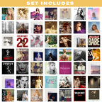 Preview of the Taylor Swift digital poster set featuring album covers, song artwork, and printable music wall art designs.