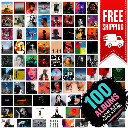 Rap Aesthetic Music Album Cover Collage Kit – 100 Prints