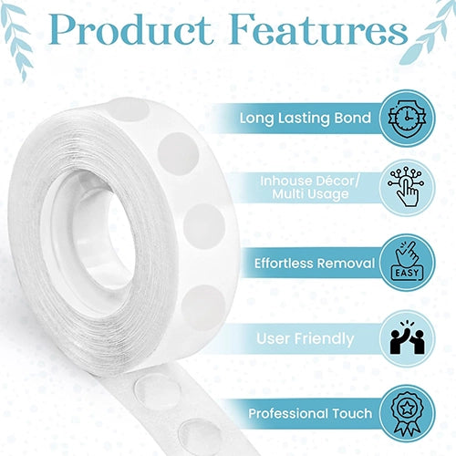 200 Clear Glue Dots – Removable Adhesive Dots for Posters & Wall Decor