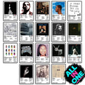 Collage of 18 framed Drake album posters, featuring album artwork and track lists from So Far Gone, Take Care, Views, Scorpion, Honestly, Nevermind, and more.