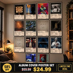 J. Cole posters displayed on a bedroom wall with a limited-time deal banner showing 58% off.