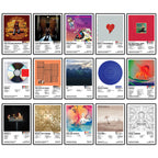 Collection of 15 unframed Kanye West album cover posters featuring iconic studio albums, collaborative releases and recent projects in a coordinated music wall-art design.