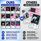 Comparison graphic showing the 12-poster Lil Uzi Vert collection beside a smaller poster selection.