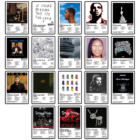 Drake Album Cover Posters – 18 Iconic Albums | 8" x 12" | Room Decor for Hip Hop Fans