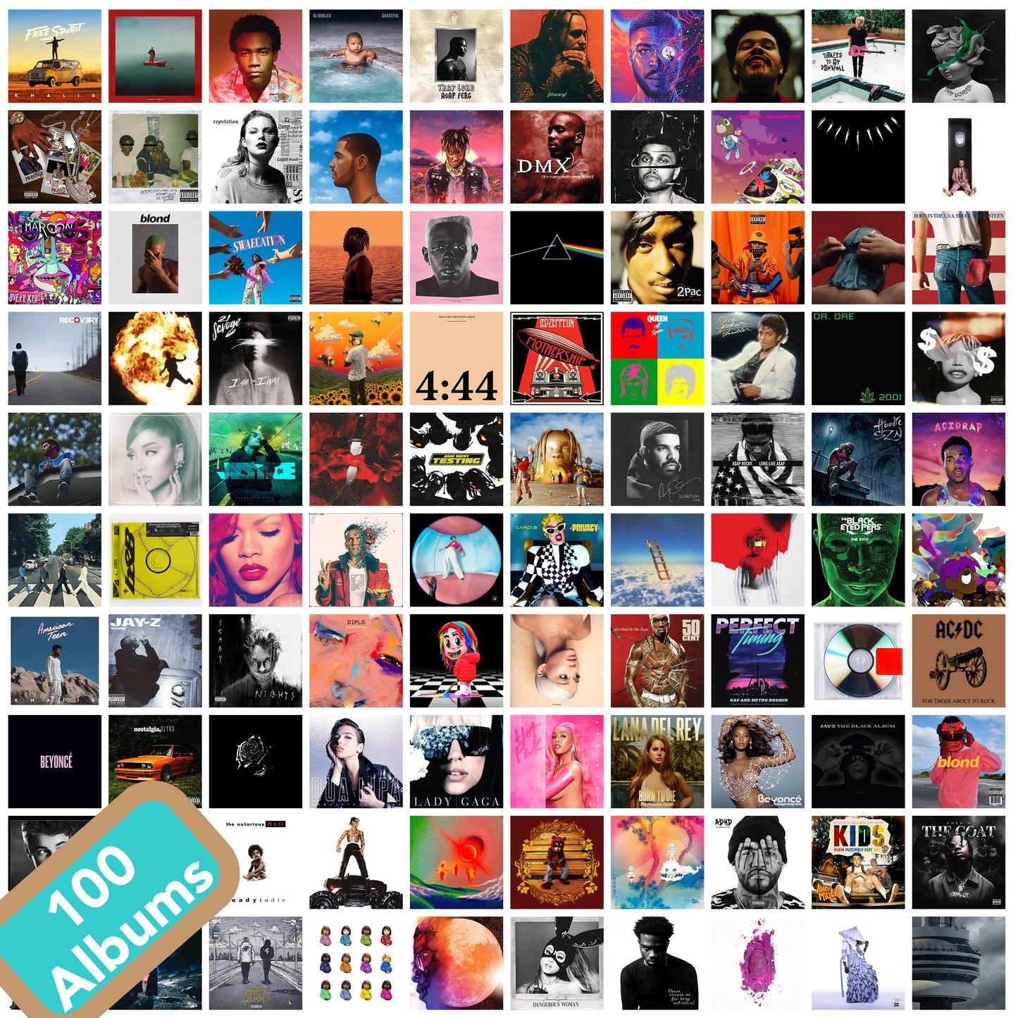Rap Aesthetic Music Album Cover Collage Kit – 100 Prints