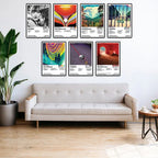 Seven Tame Impala album cover poster designs shown in a printable digital set with a download and print label.