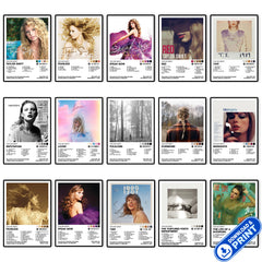 Collection of Taylor Swift album cover posters available as Ultra HD digital downloads for printable bedroom, dorm and music wall art.