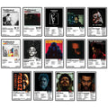 All 14 The Weeknd album cover posters shown together, including House of Balloons, Kiss Land, Starboy, and After Hours.
