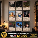Travis Scott posters displayed on a bedroom wall with a limited-time banner showing 50% off.