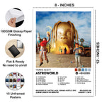 Travis Scott Astroworld 8x12 inch album poster from the Heavy Hitters Top 15 collection, printed on 180 GSM glossy paper and supplied flat and unframed for bedroom, dorm, studio, or music wall decor.